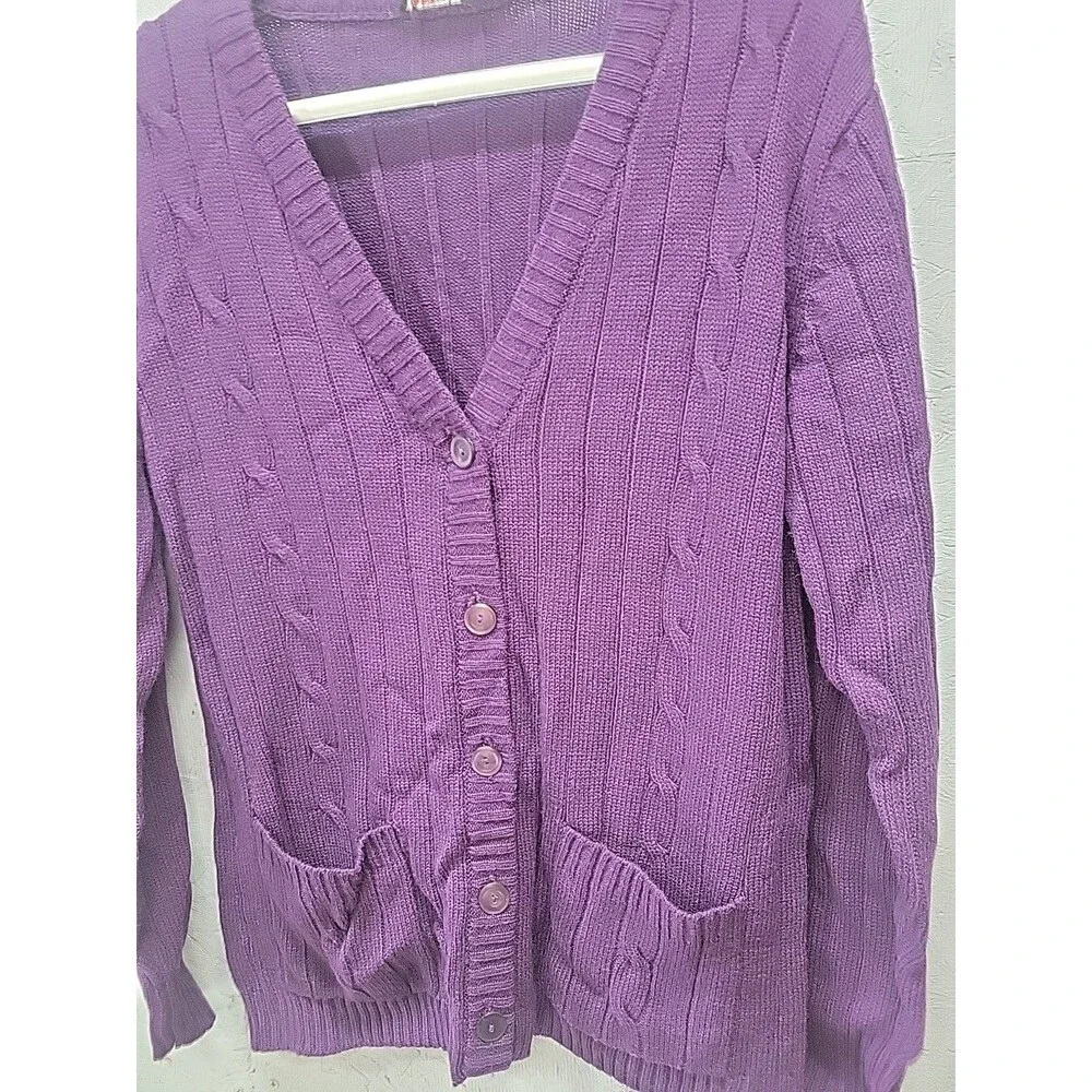 Vintage  Persephone Jones‎ Sweater Purple Cardigan Sz L RARE